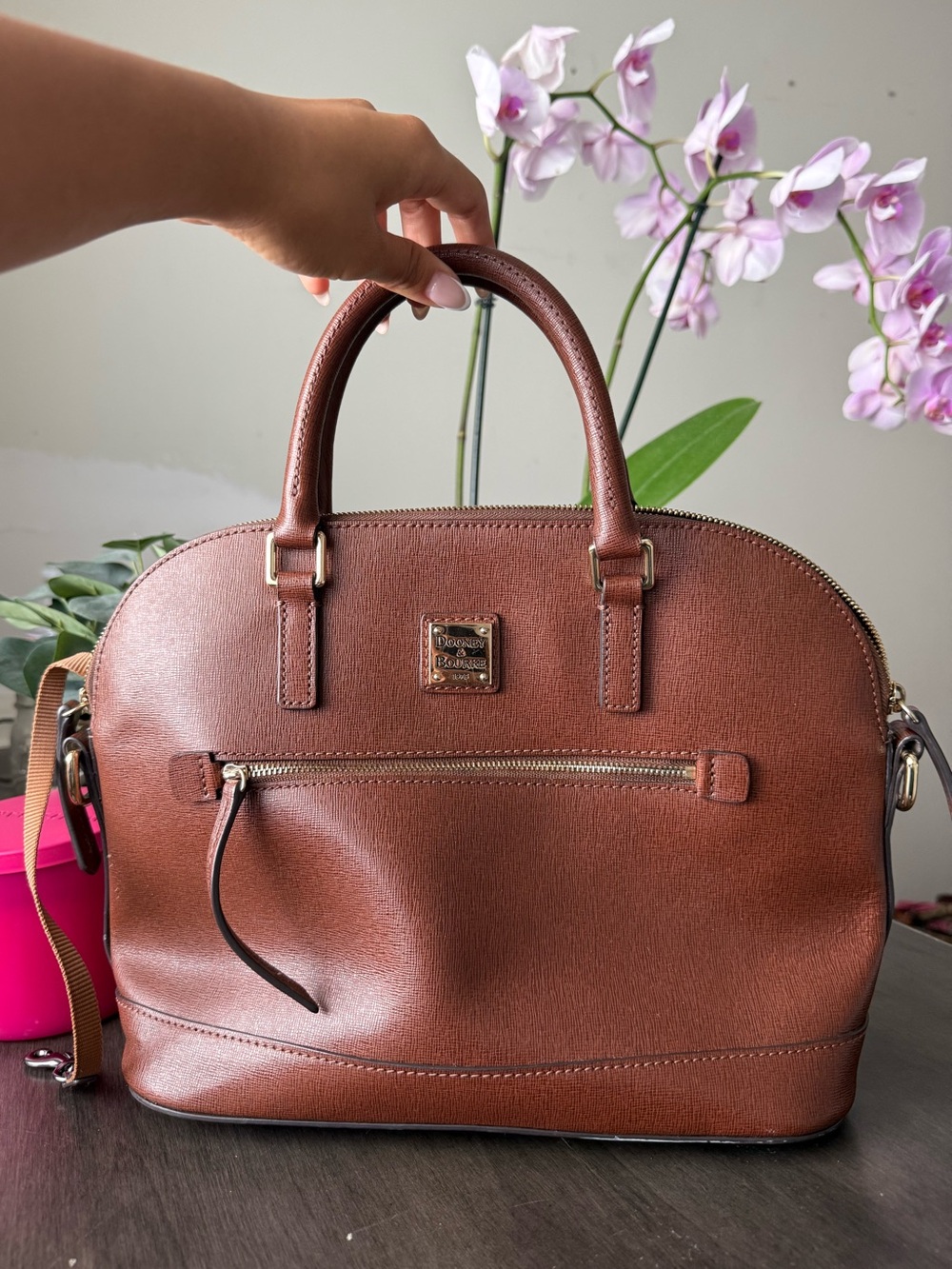 Dooney & Bourke Chestnut Brown Saffiano Satchel